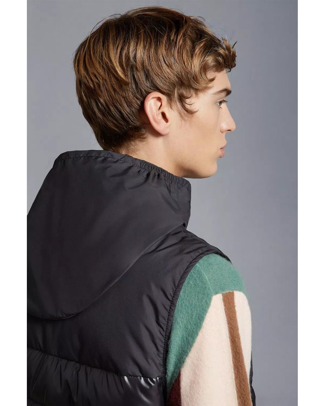 Moncler Gray Logo Patch Quilted Vest for men