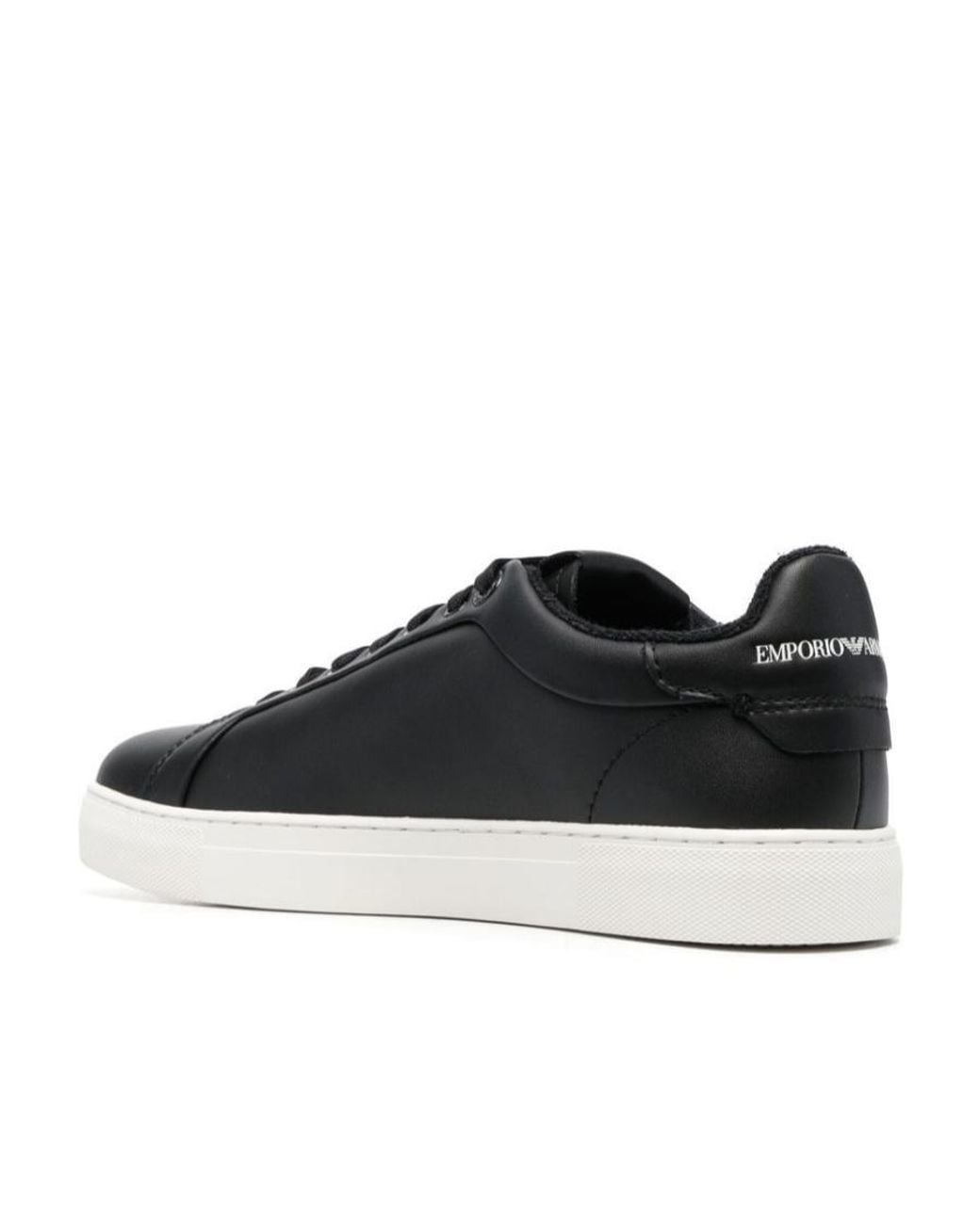 Emporio Armani Black Logo-Print Lace-Up Sneakers for men