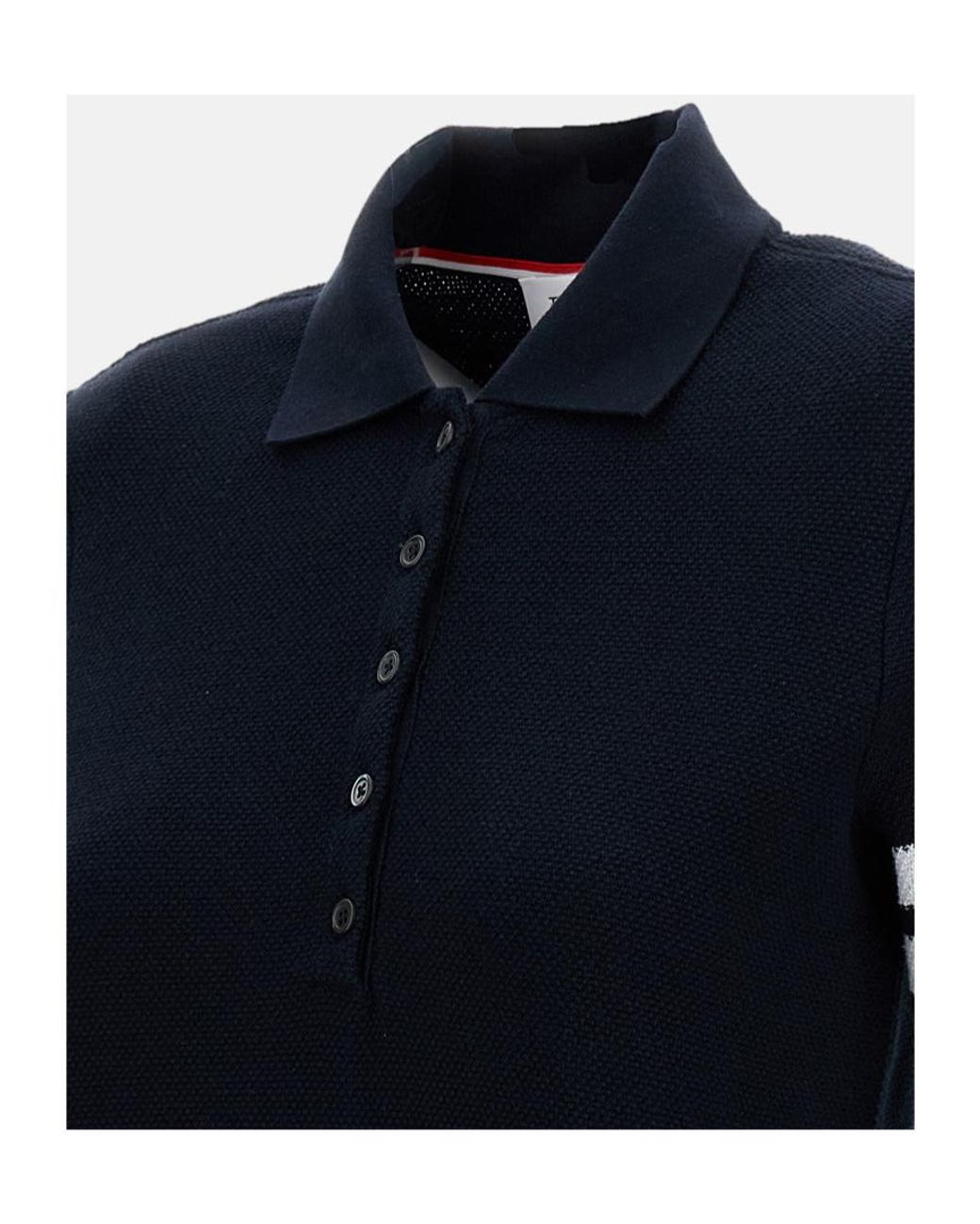 Thom Browne Black Patch Detail 4-Bar Mini Polo Dress