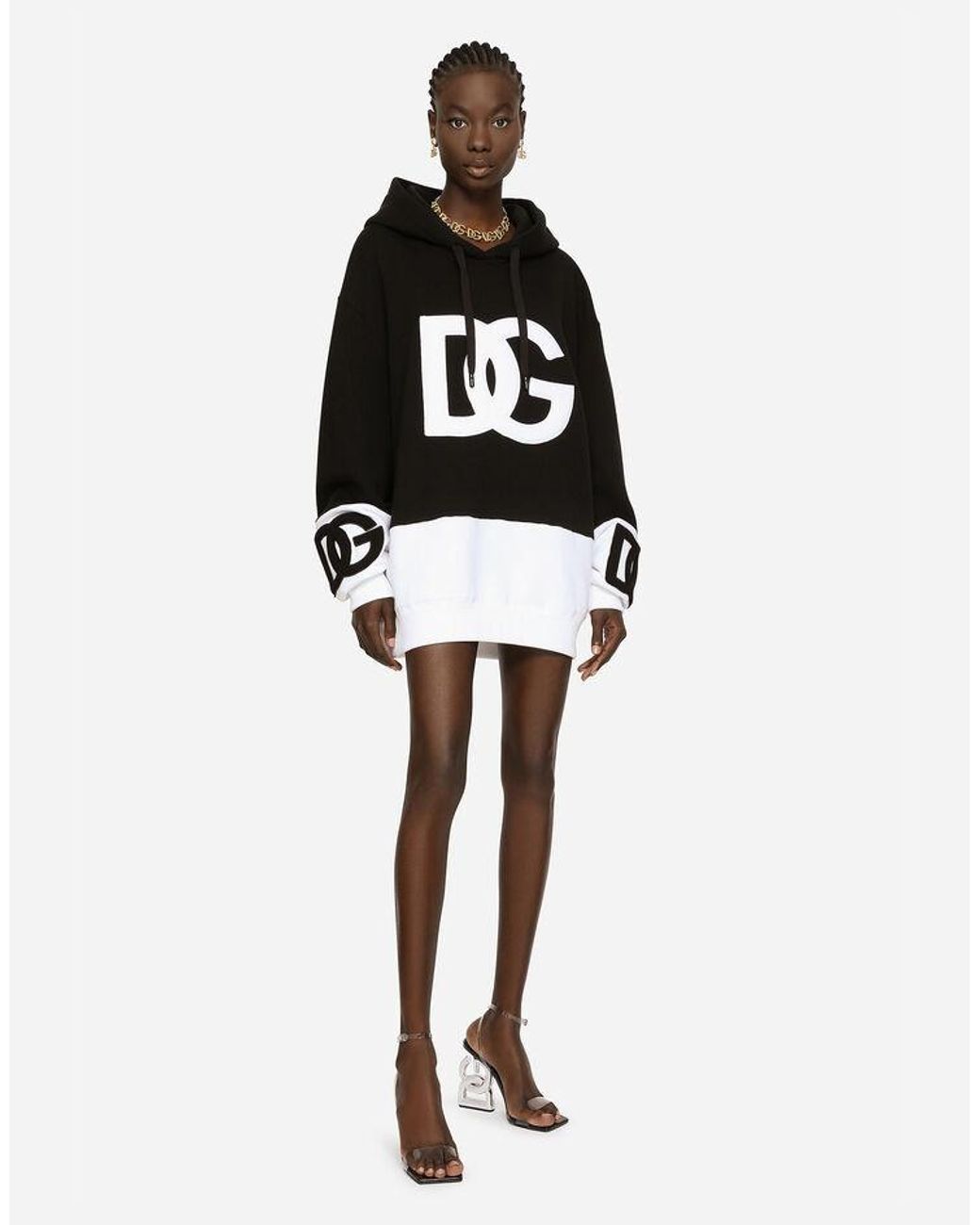 Dolce & Gabbana Black Dg Logo Sweater Mini Dress
