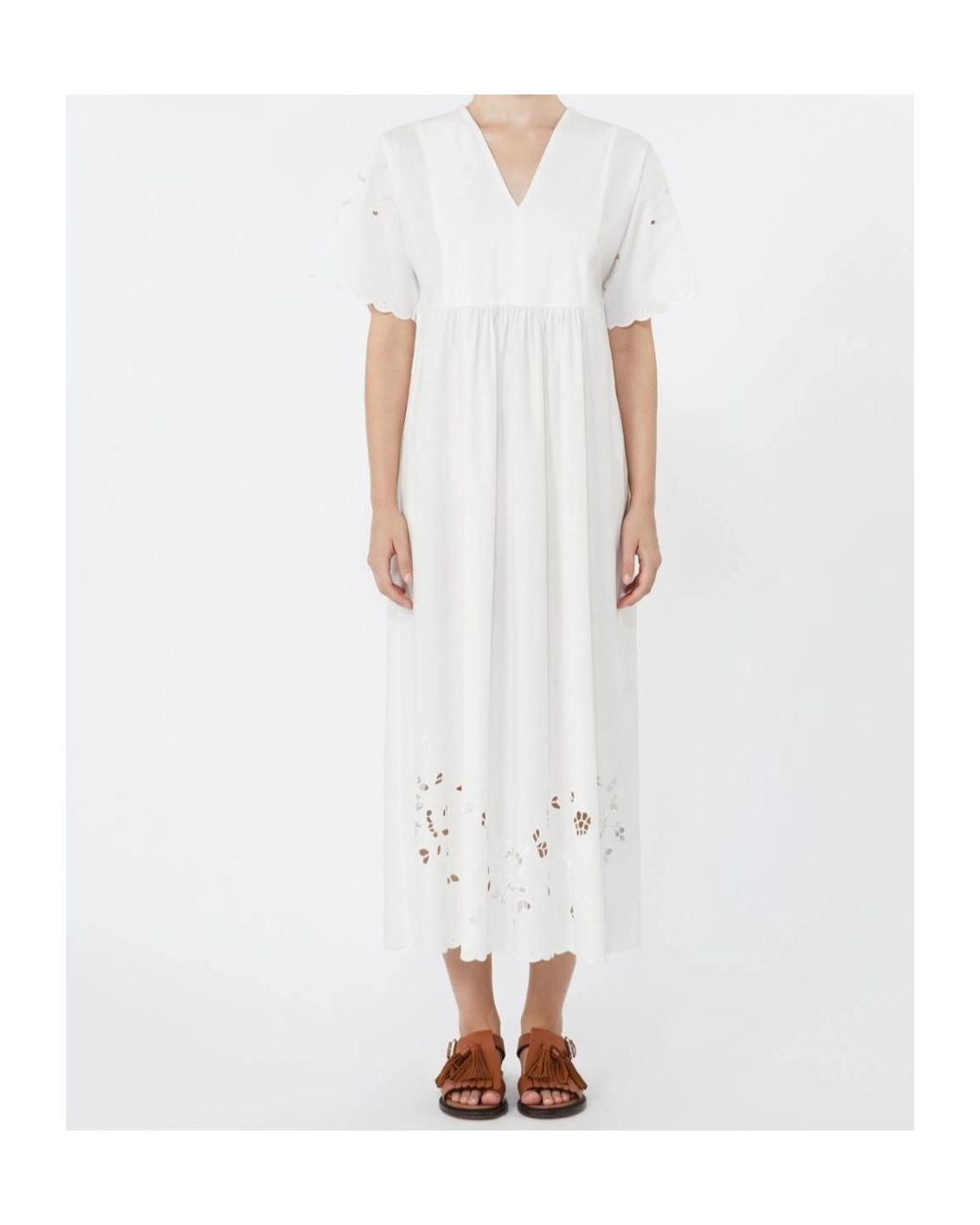 Weekend by Maxmara White Embroidered V-Neck Dress