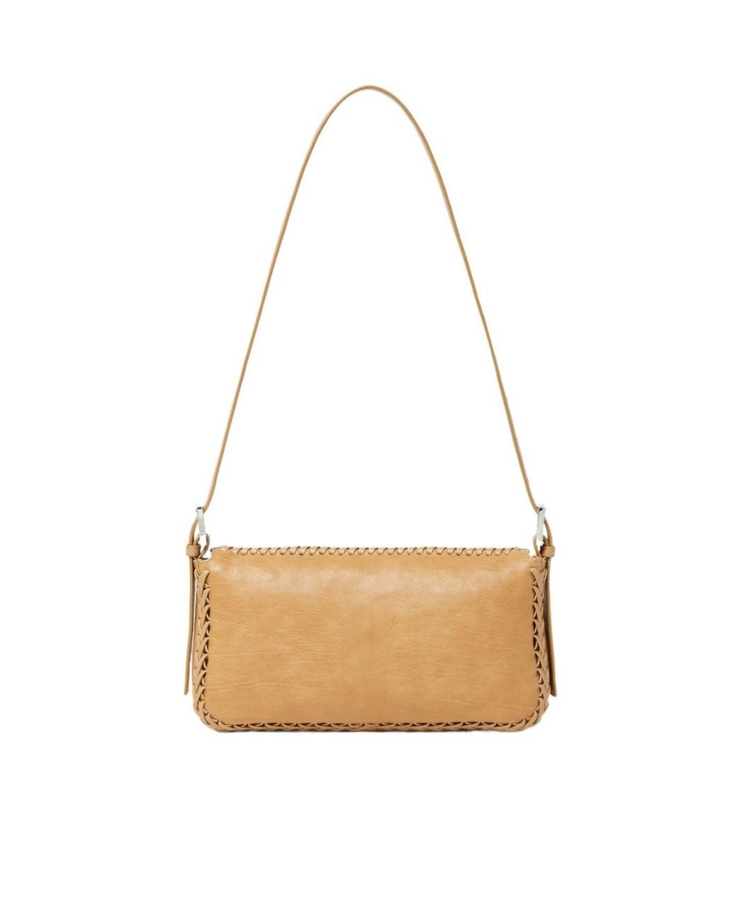 Fendi Metallic Baguette 26424 Dark Honey Leather Bag