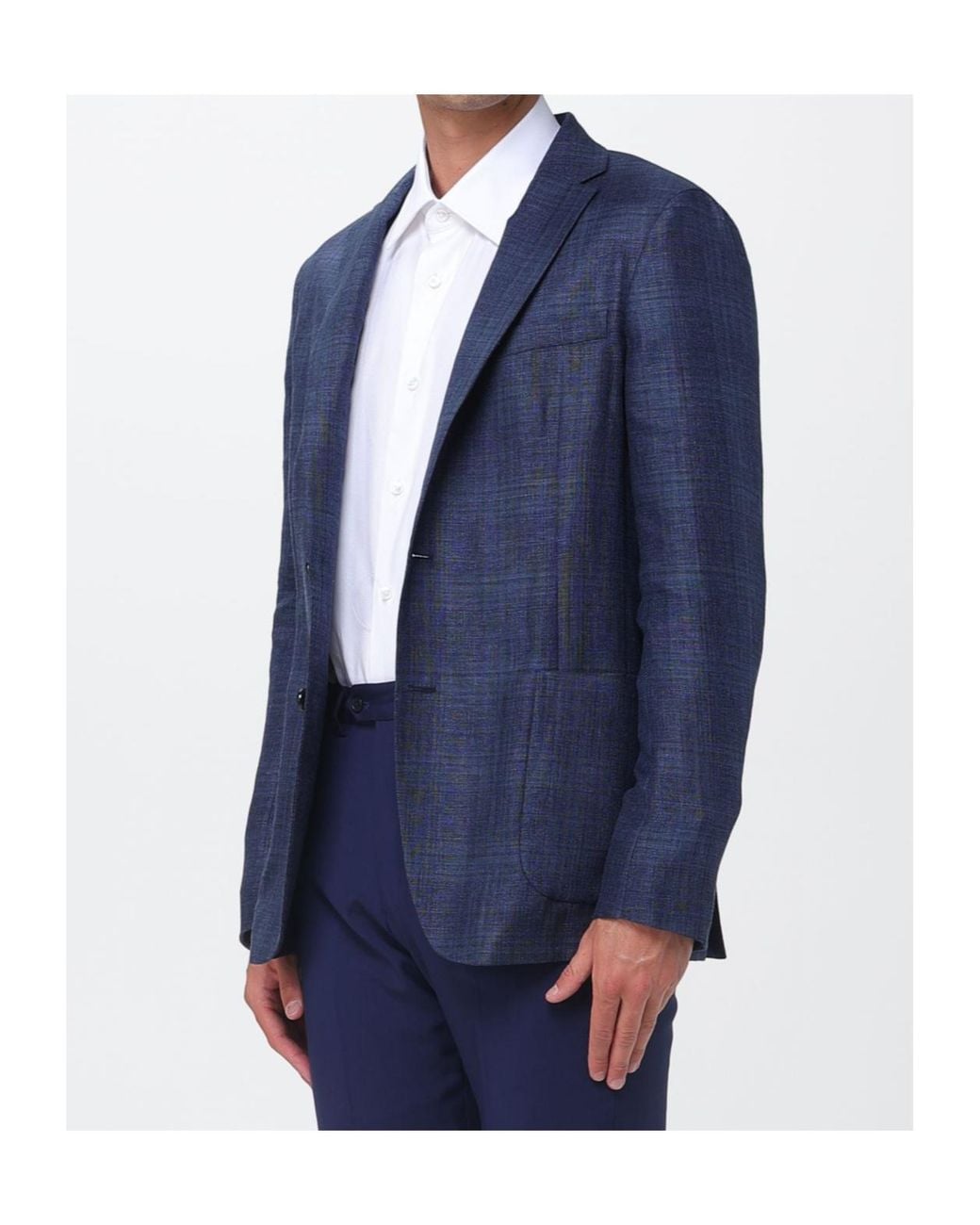 Zegna Blue Check-Pattern Single-Breasted Blazer for men