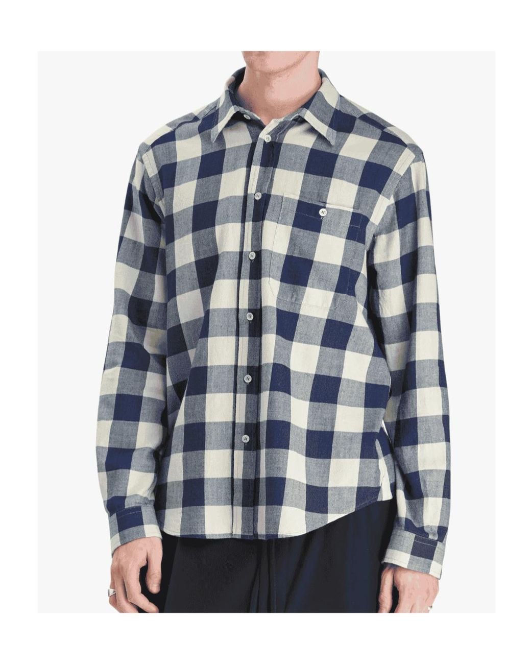 Barena Blue Long-Sleeve Buffalo Check Shirt for men