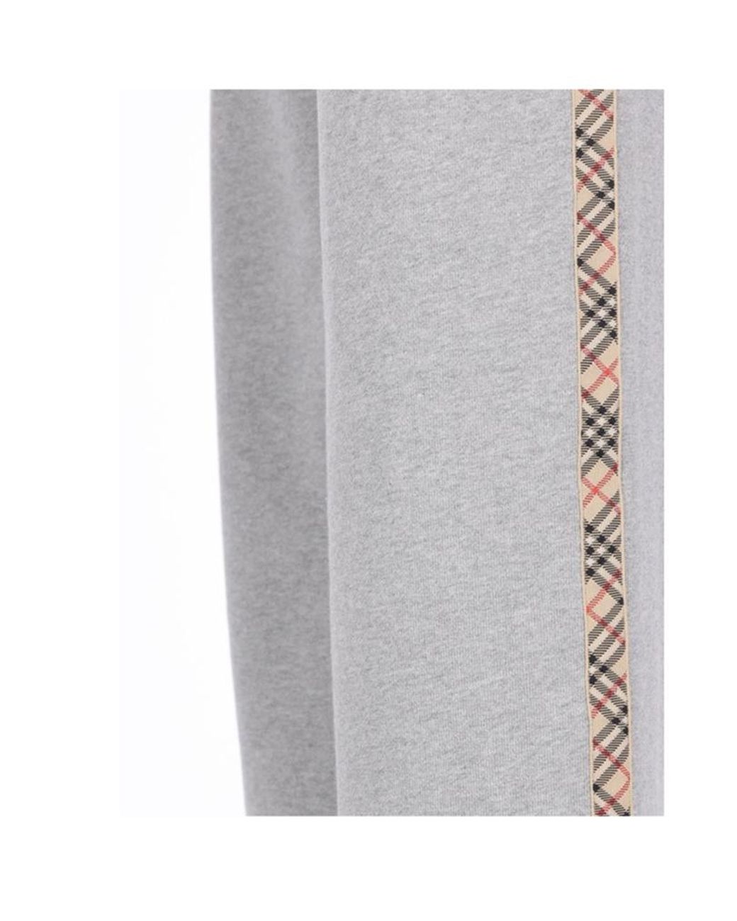 Burberry Gray Wide-Leg Checked Band Drawstring Trousers