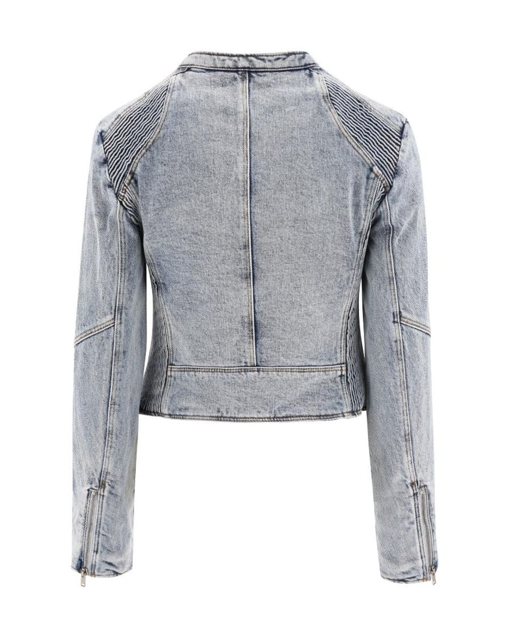 Isabel Marant Blue Leys Band-Collar Denim Jacket