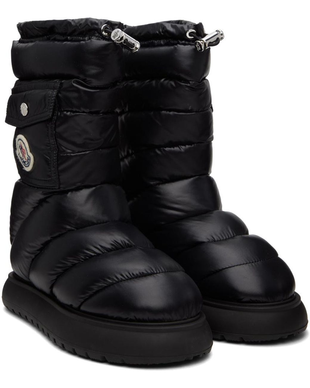 Moncler Black Logo Motif Patch Puffer Boots