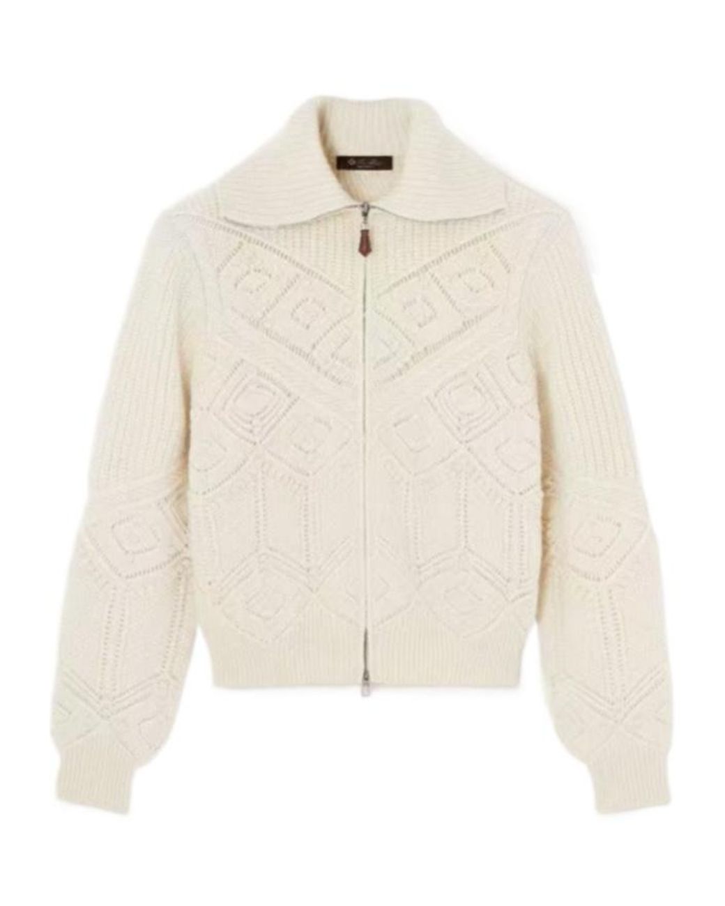 Loro Piana White Zippered Long-Sleeved Sweater