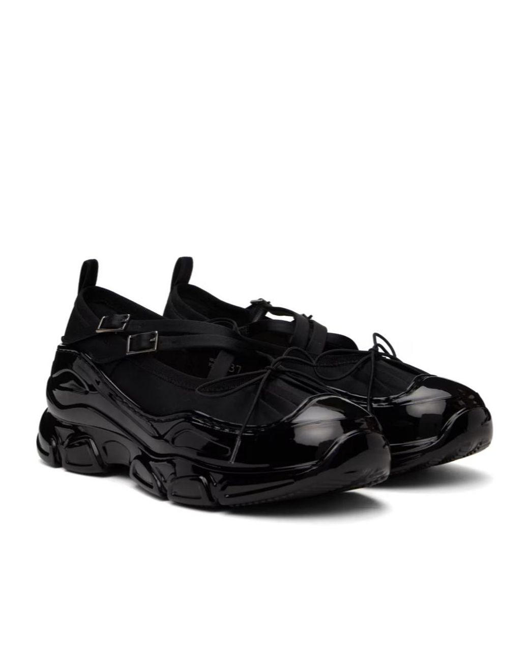 Simone Rocha Black Round Toe Panelled Ballerines