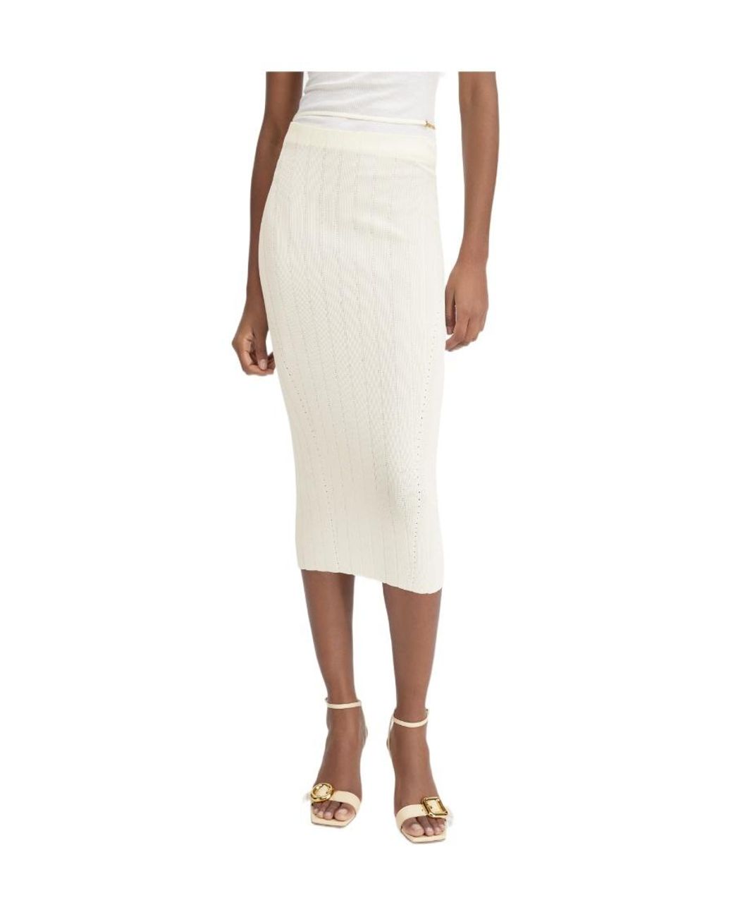 Jacquemus White Pralu Ribbed Skirt