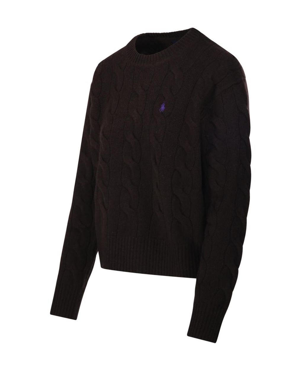 Polo Ralph Lauren Brown Logo Embroidered Cable-Knitted Jumper