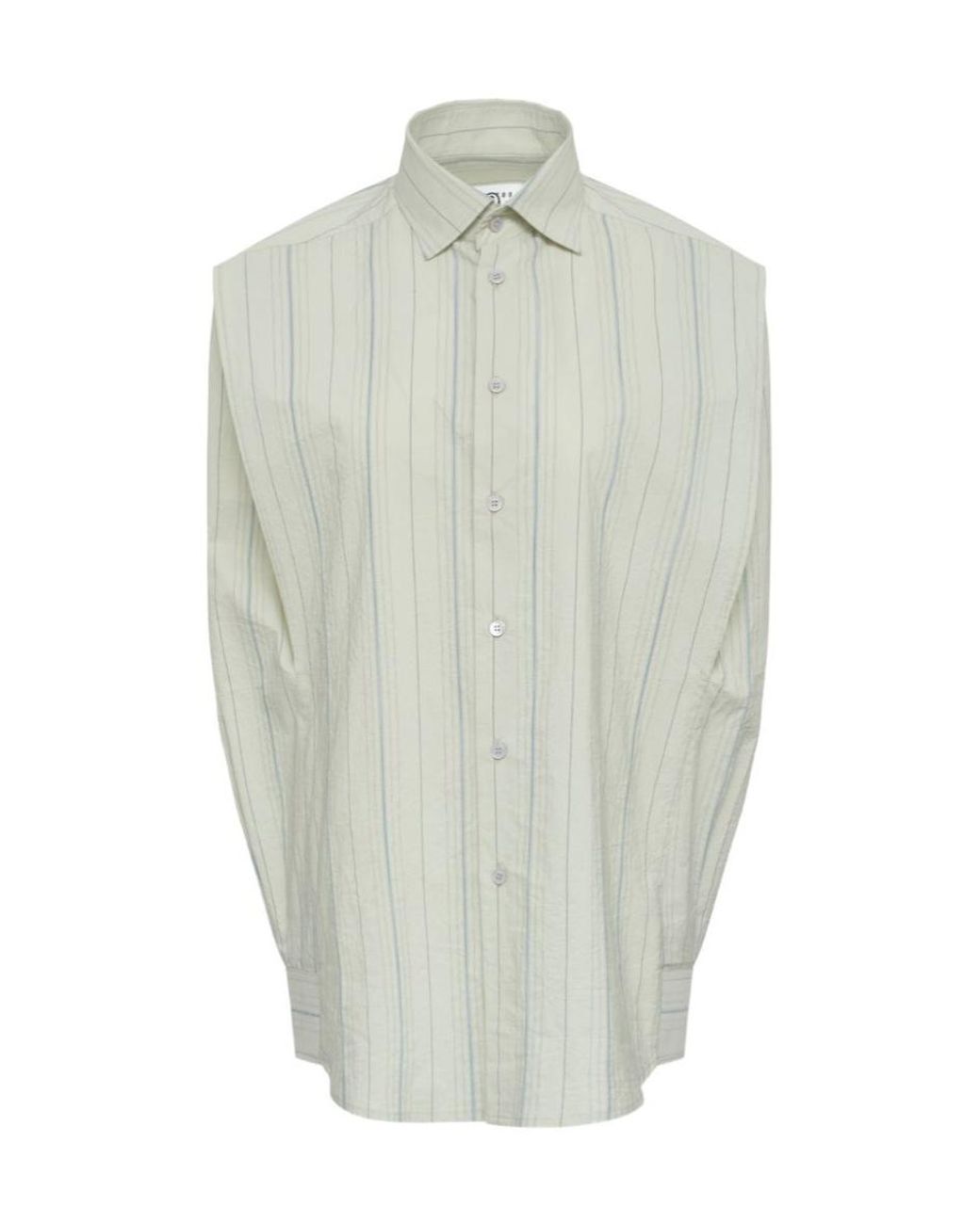 MM6 by Maison Margiela White Striped Signature Sleeveless Shirt