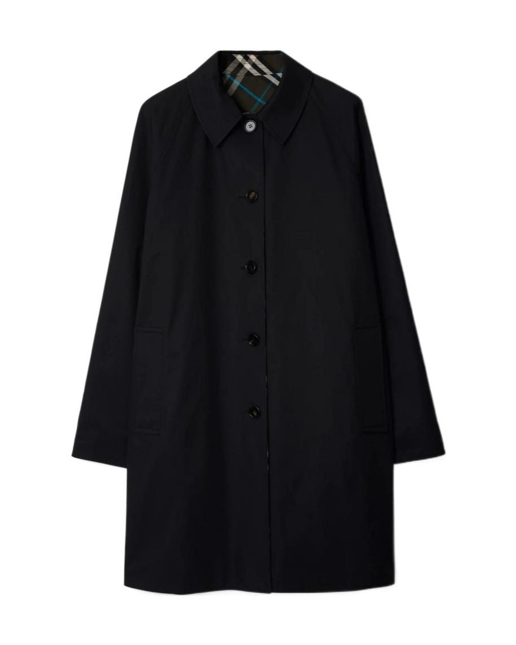 Burberry Black Nova Check Reversible Buttoned Coat for men
