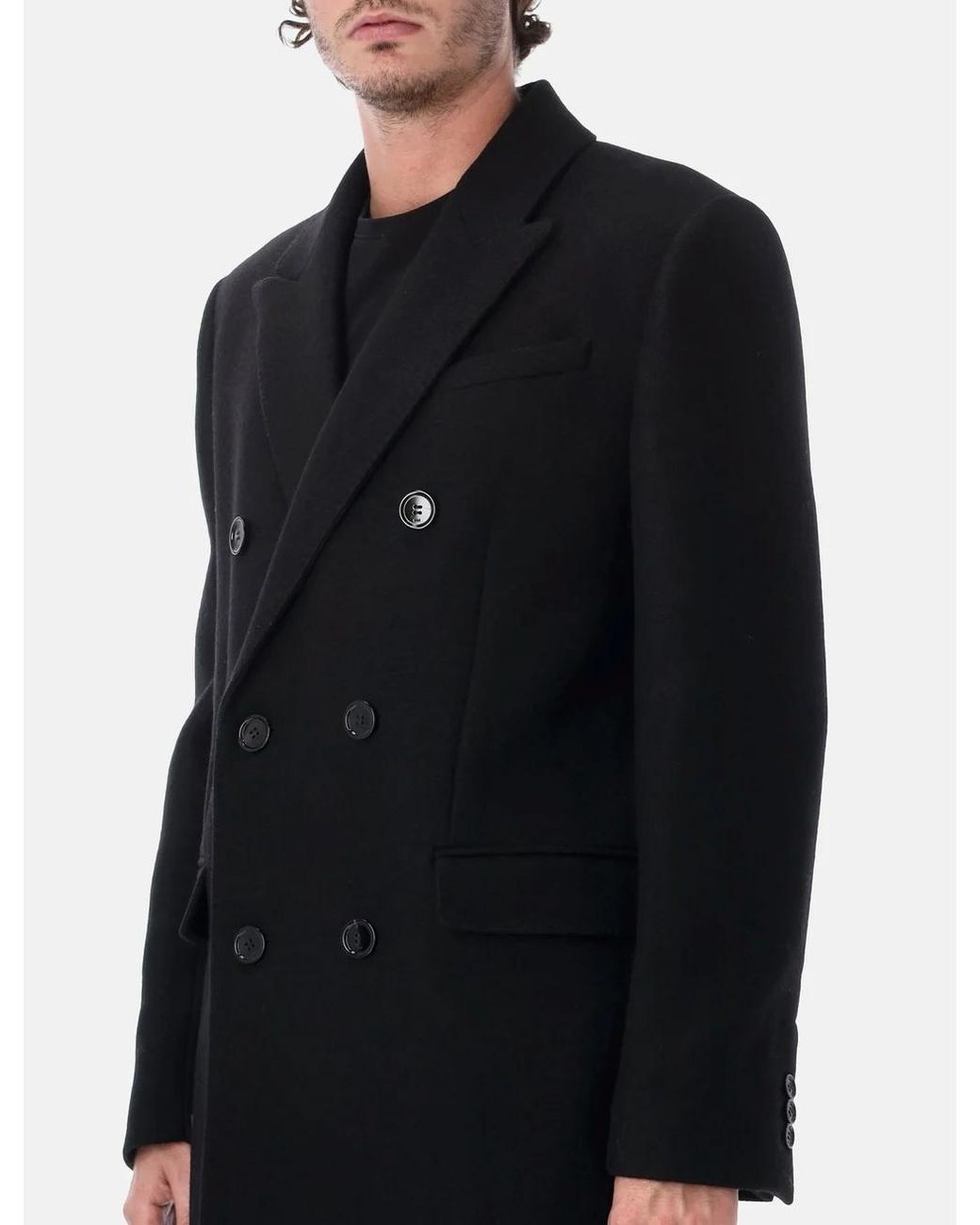 AMI Blue Ami Double-Breasted Tailored Coat for men