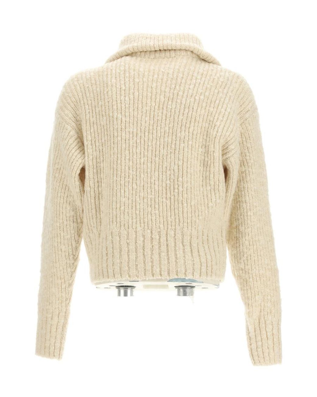 AMI White Ami Half-Zipped Knitted Jumper for men