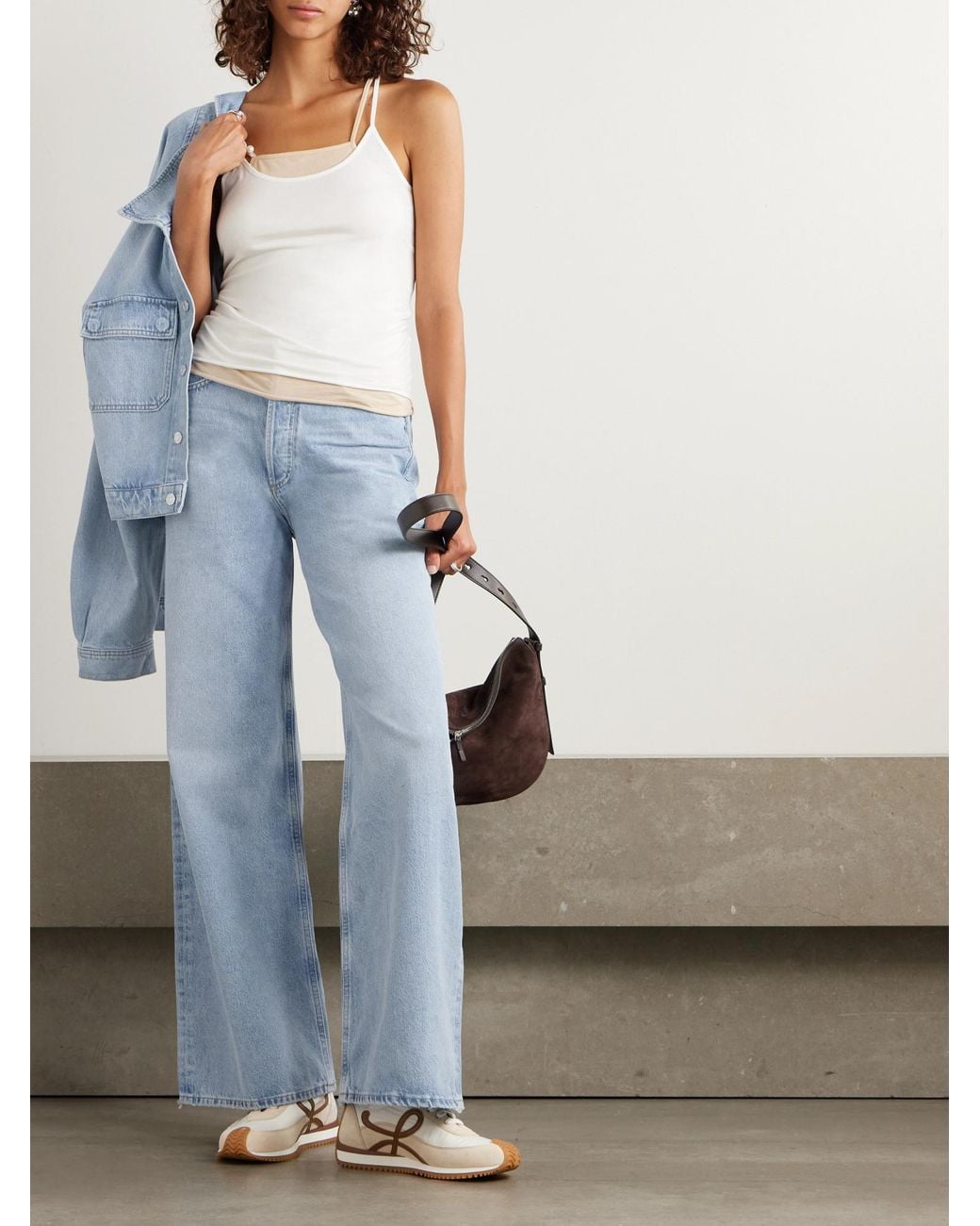 Agolde Blue High-Rise Wide-Leg Jeans