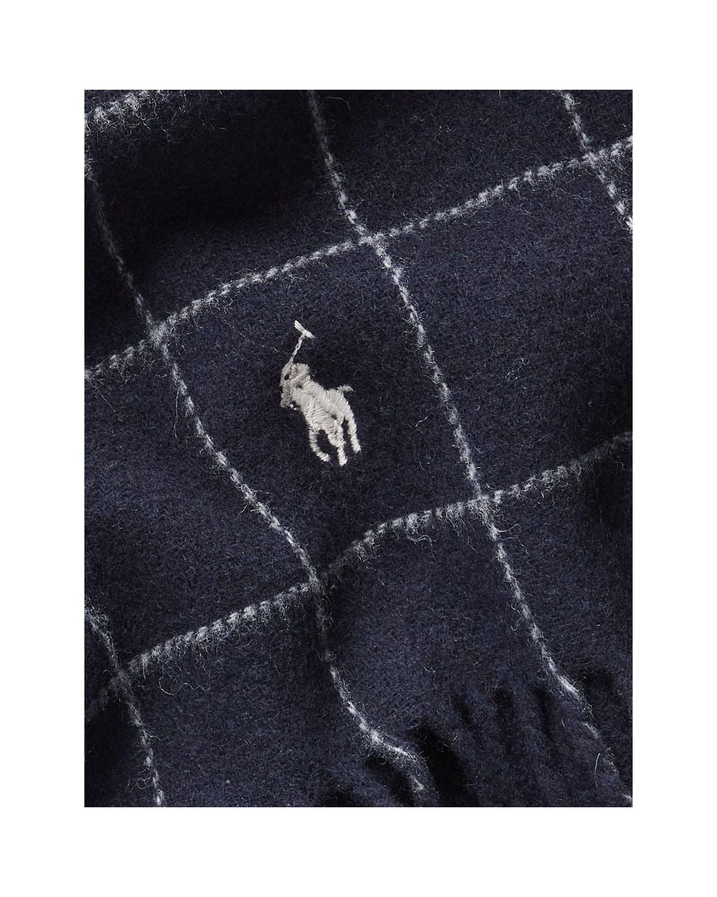Polo Ralph Lauren Blue Checkered Fringe Scarf for men