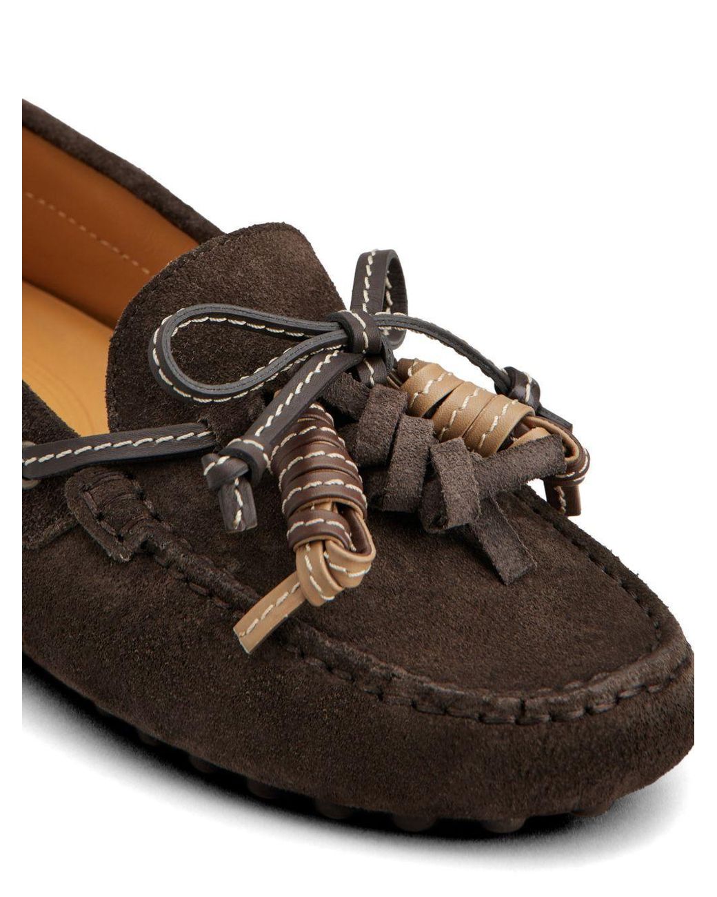 Tod's Brown Gommino Bow Flat Shoes