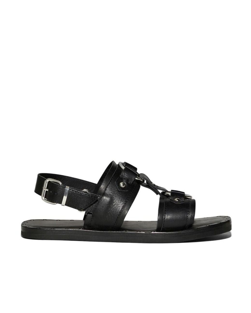 DSquared² Black Stud-Detail Calf-Leather Sandals for men