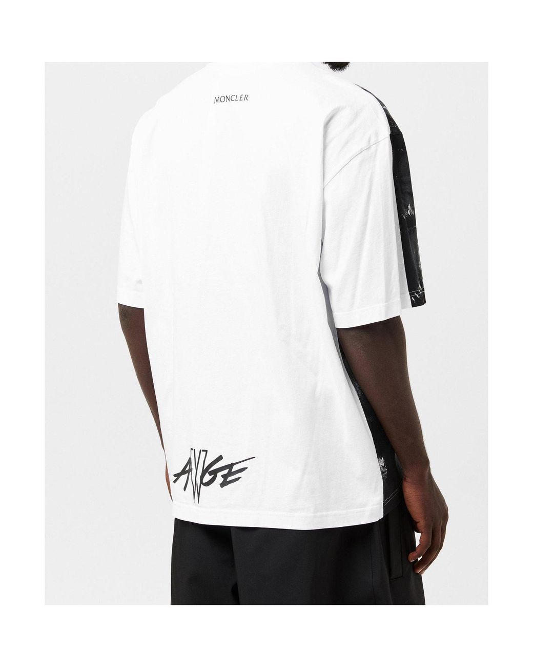 Moncler Black Printed Crew Neck T-Shirt for men