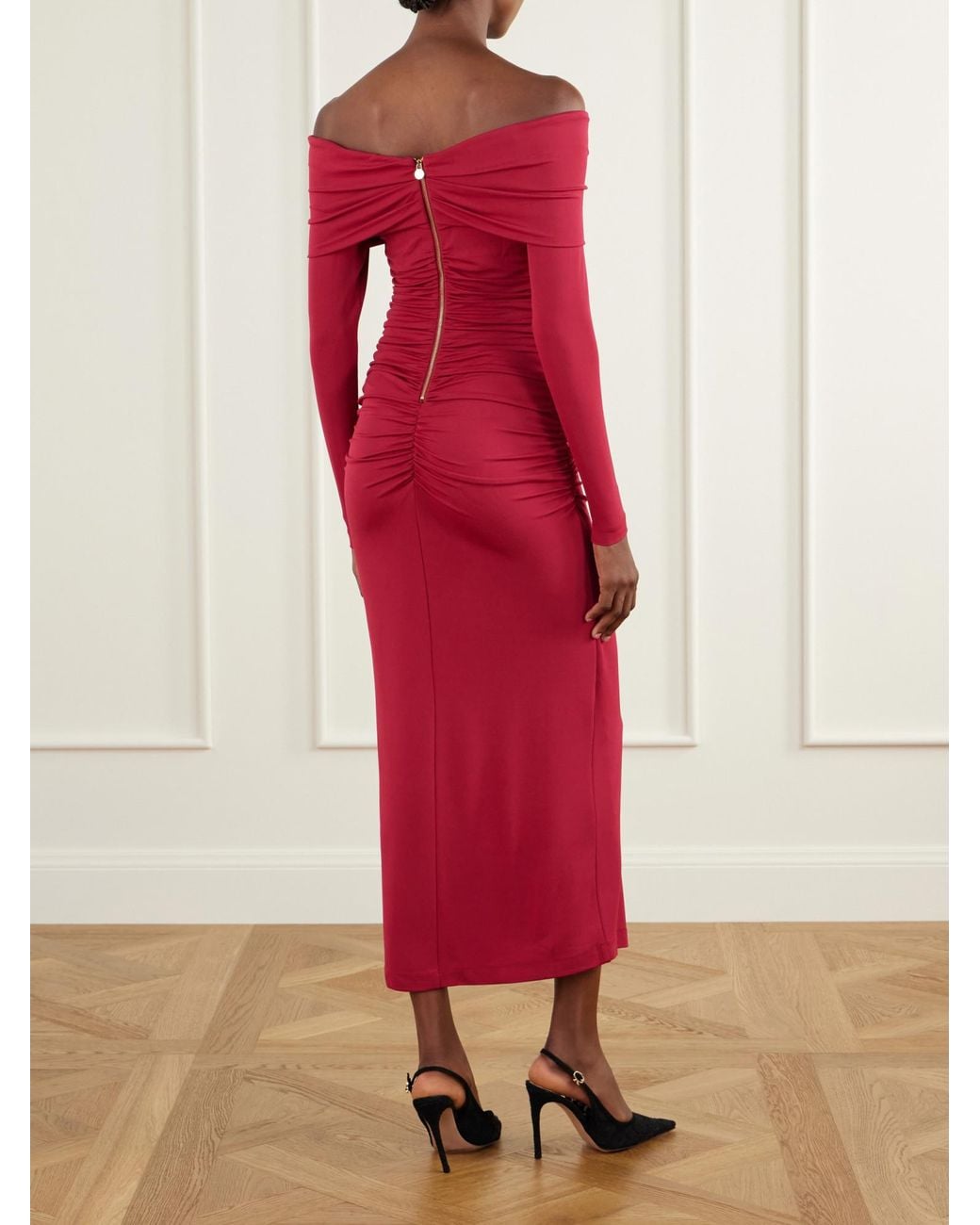 Carolina Herrera Red Jersey-Stretch Midi Dress