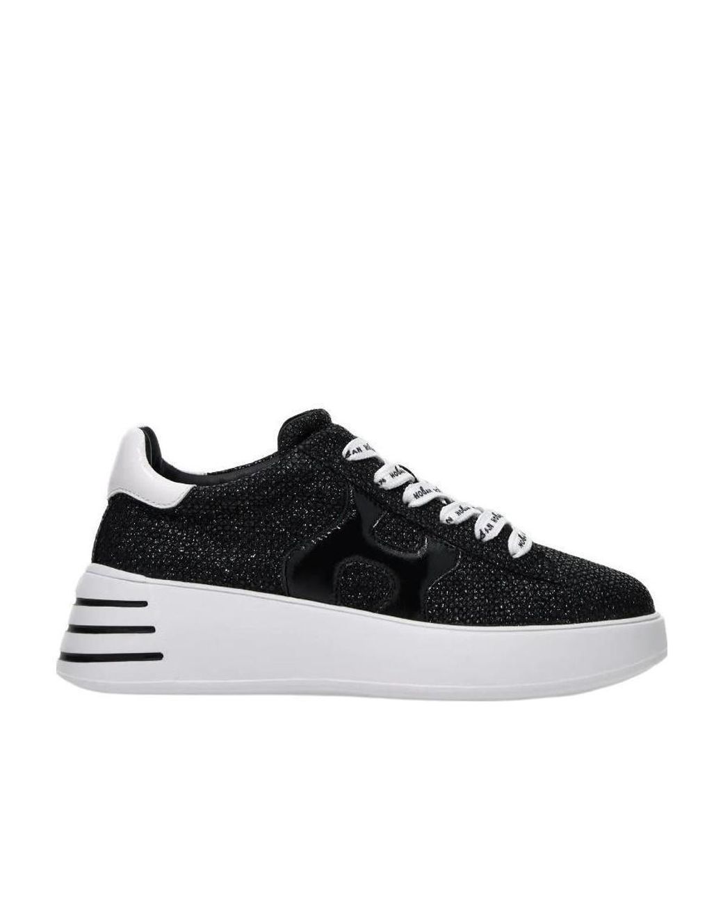 Hogan Black Crystal-Embellished Lace-Up Low-Top Sneakers