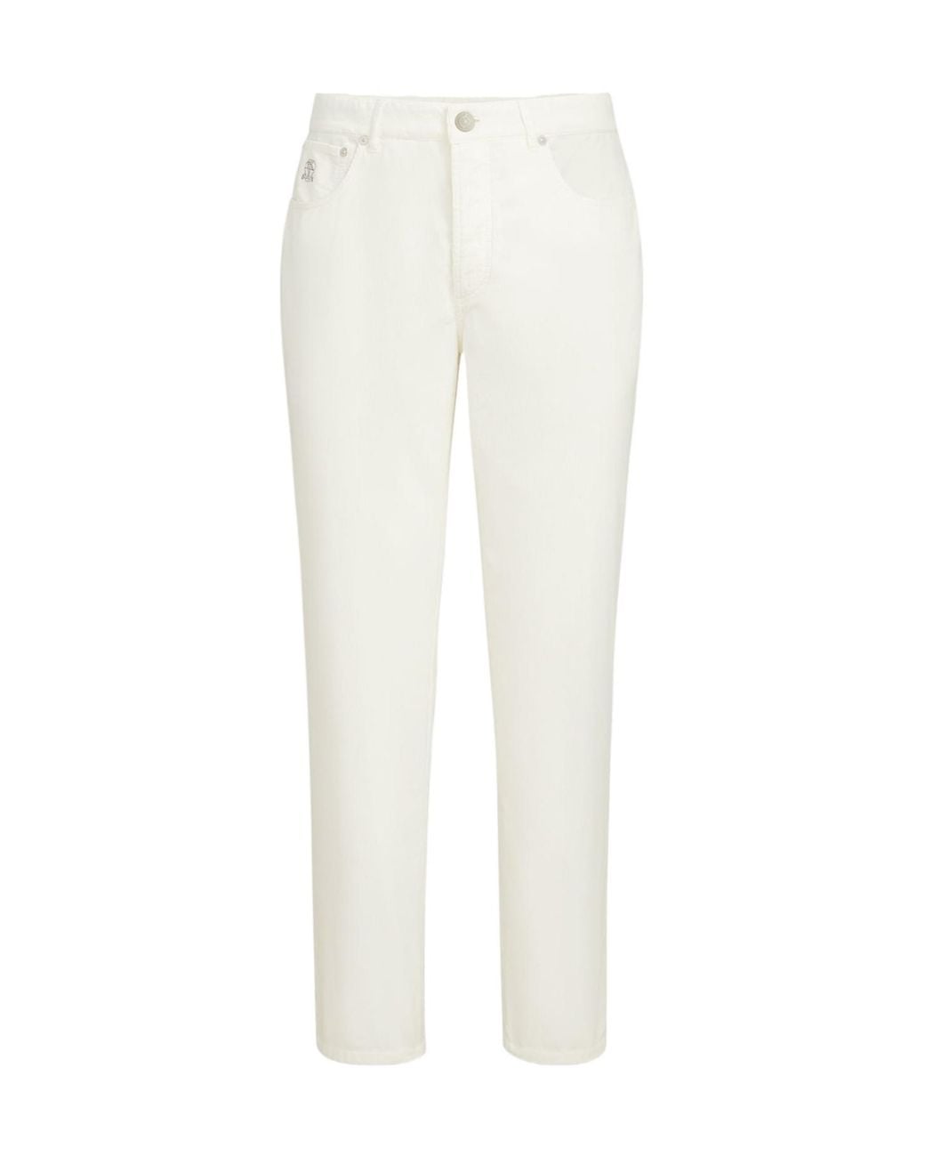 Brunello Cucinelli White Five-Pocket Italian Fit Trousers for men