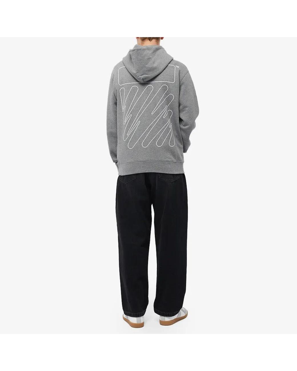 Off-White c/o Virgil Abloh Gray Wave-Print Cotton Hoodie for men