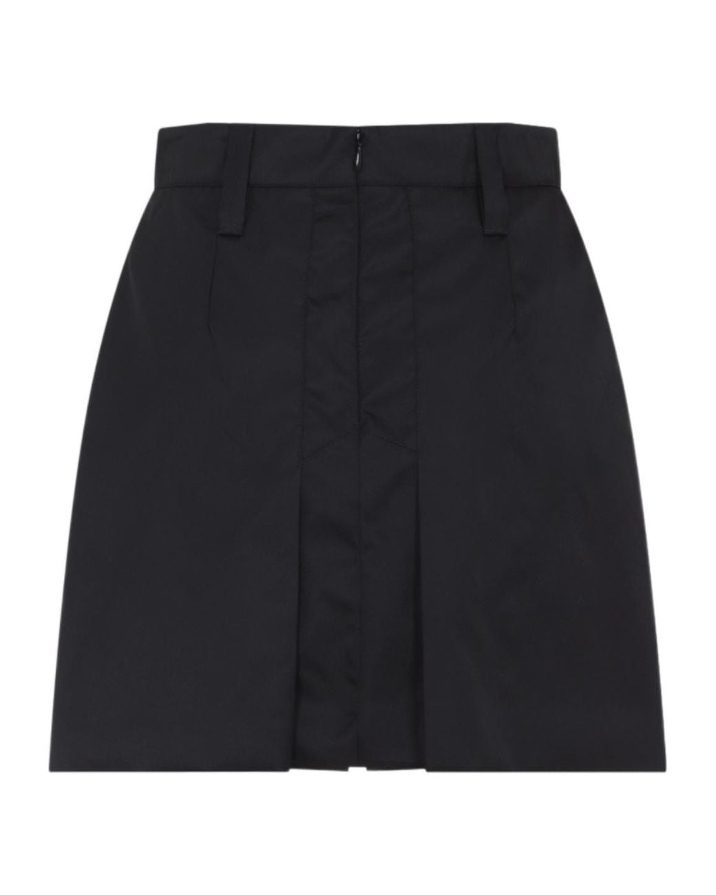 Prada Black Triangle-Logo Pleated Mini Skirt