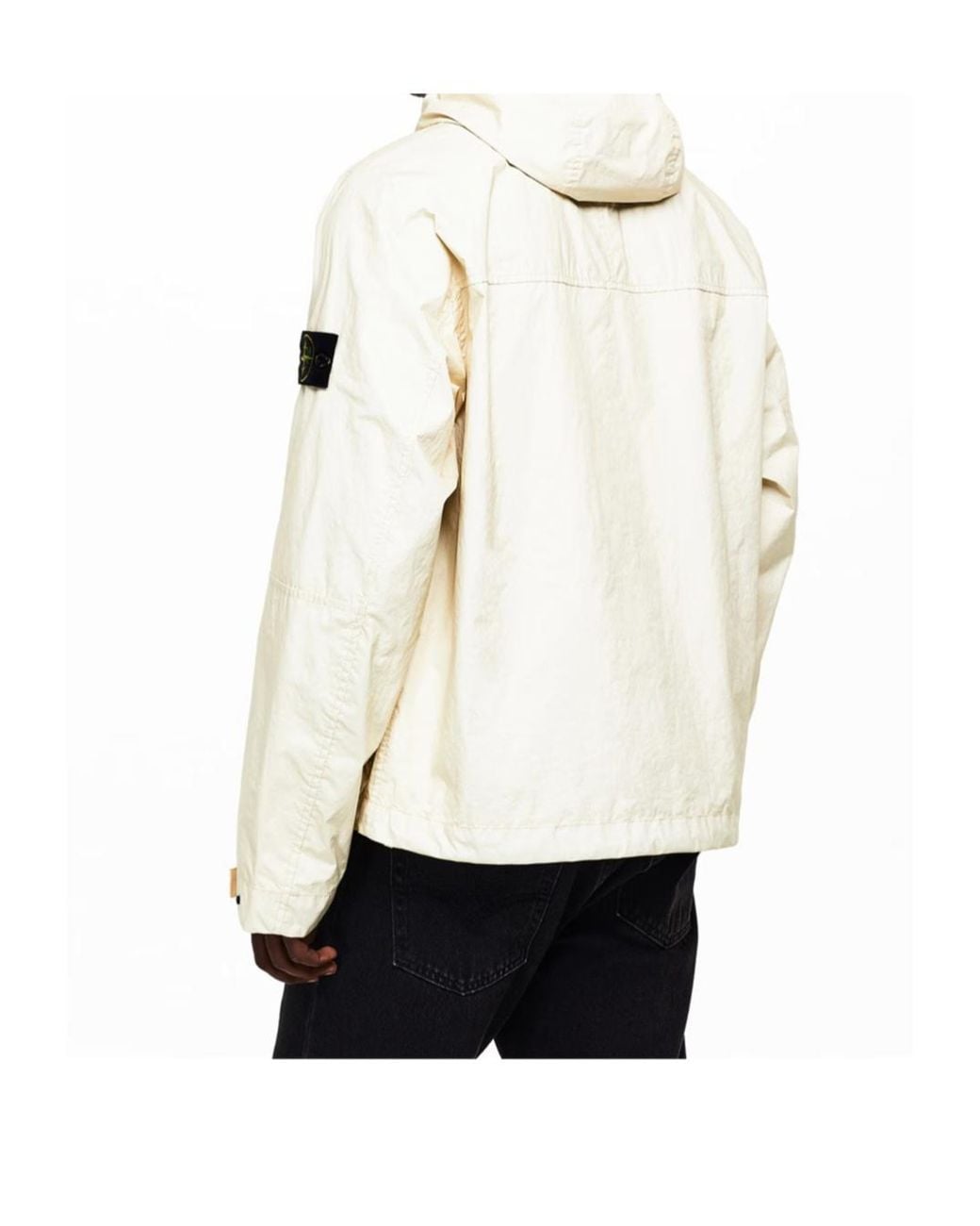 Stone Island White Logo-Stamped Casual Jacket for men