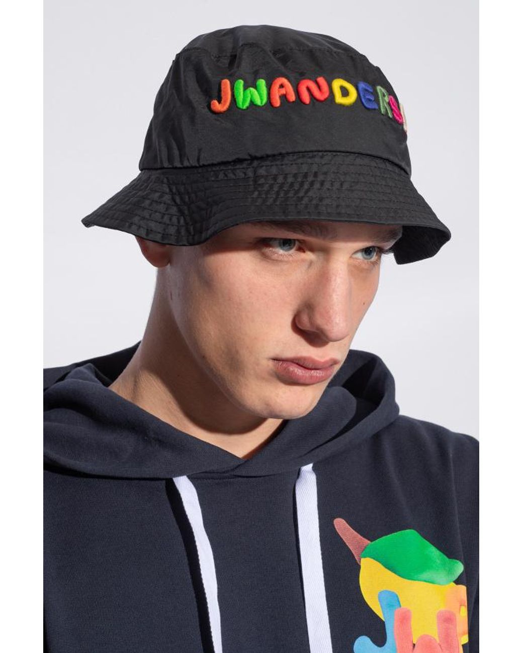 J.W. Anderson White Jw Anderson Logo Embroidered Bucket Hat for men