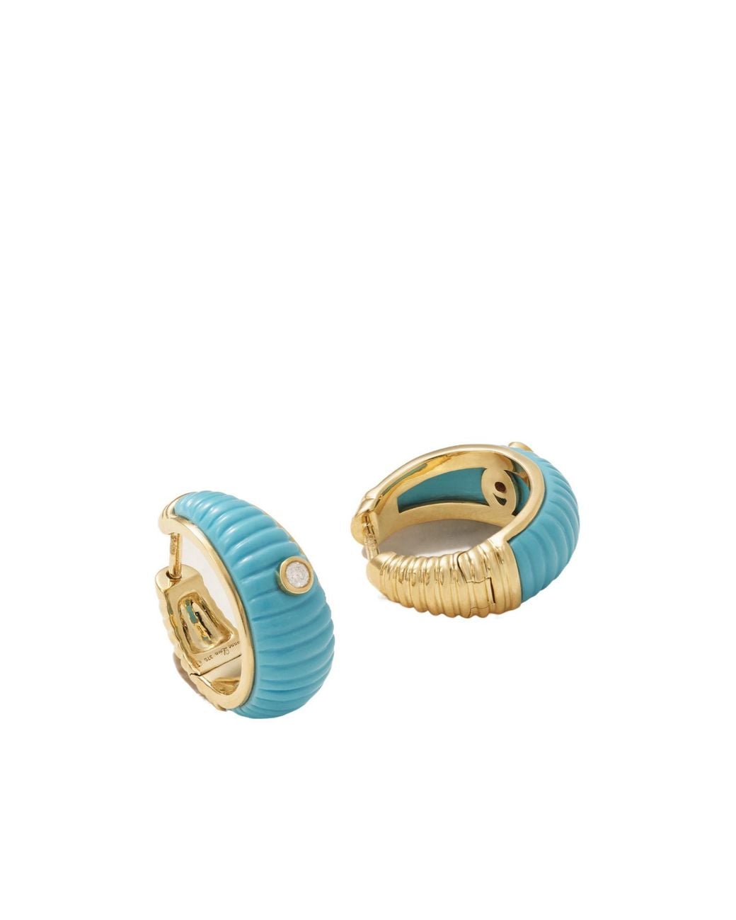 Yvonne Léon Blue 9-Karat, And Diamond Hoop Earrings