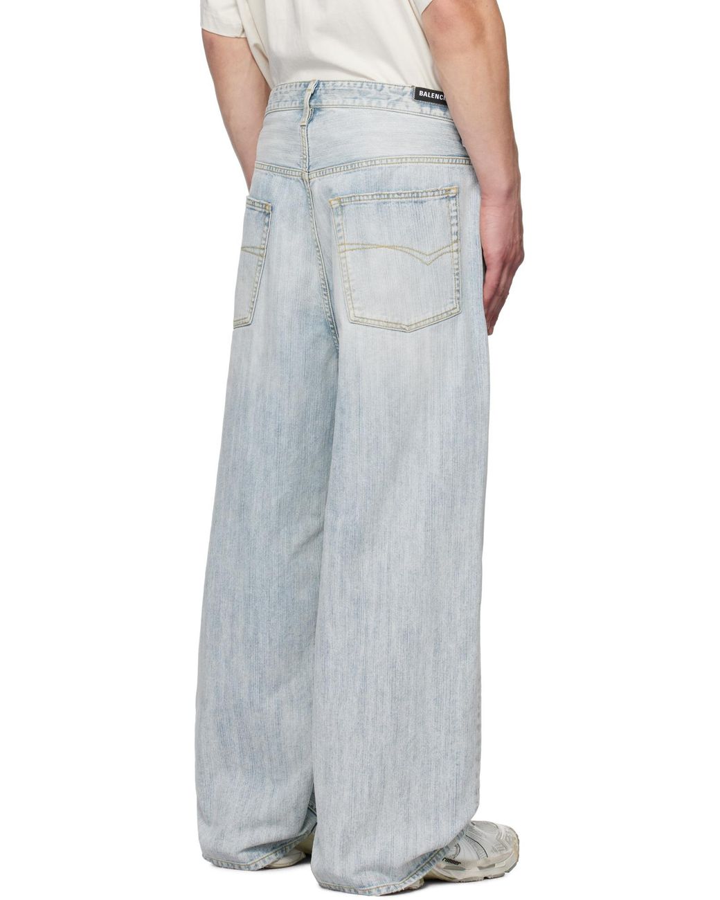 Balenciaga White Drawstring Baggy Jeans