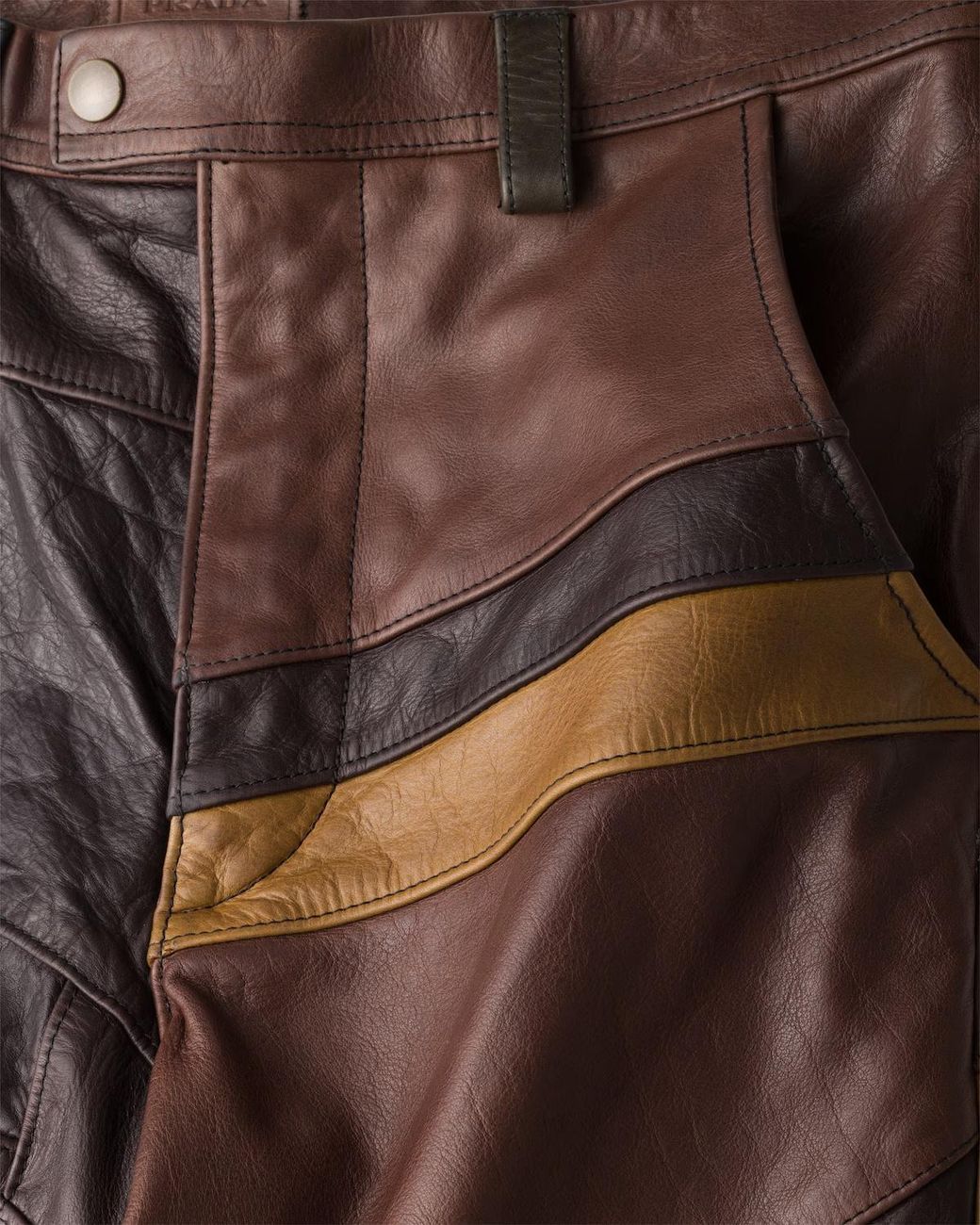 Prada Gray Patchwork Leather Pants for men