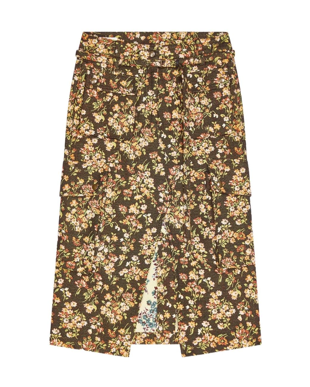 Dries Van Noten Metallic Floral Cargo Skirt