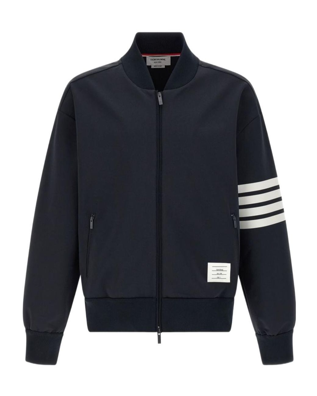 Thom Browne Blue Striped Zip-Up Bomber Jacket for men