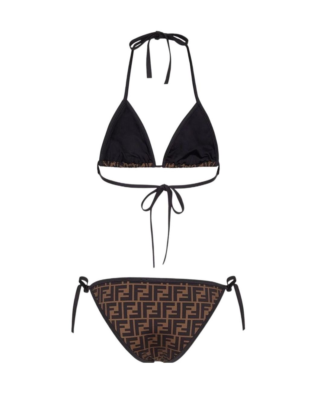 Fendi White Monogram Printed Two-Piece Bikini Set