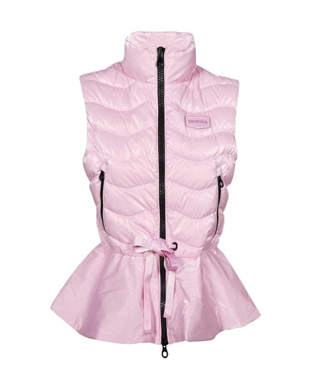 Duvetica Pink Peplum-Hem Quilted Down Vest
