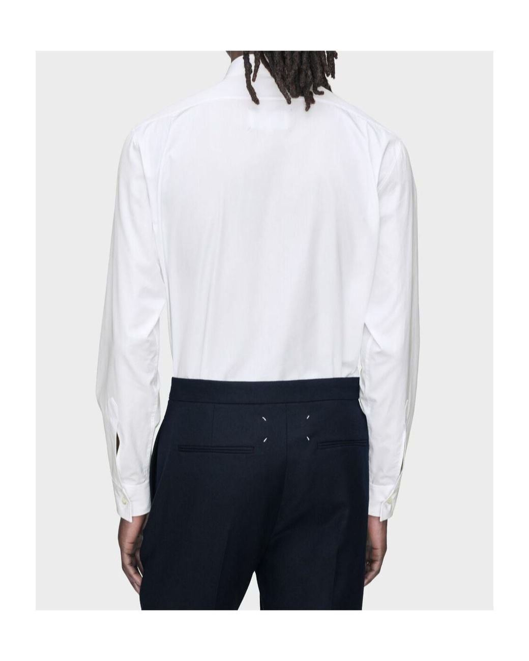 Maison Margiela White Collared Long-Sleeve Poplin Shirt for men