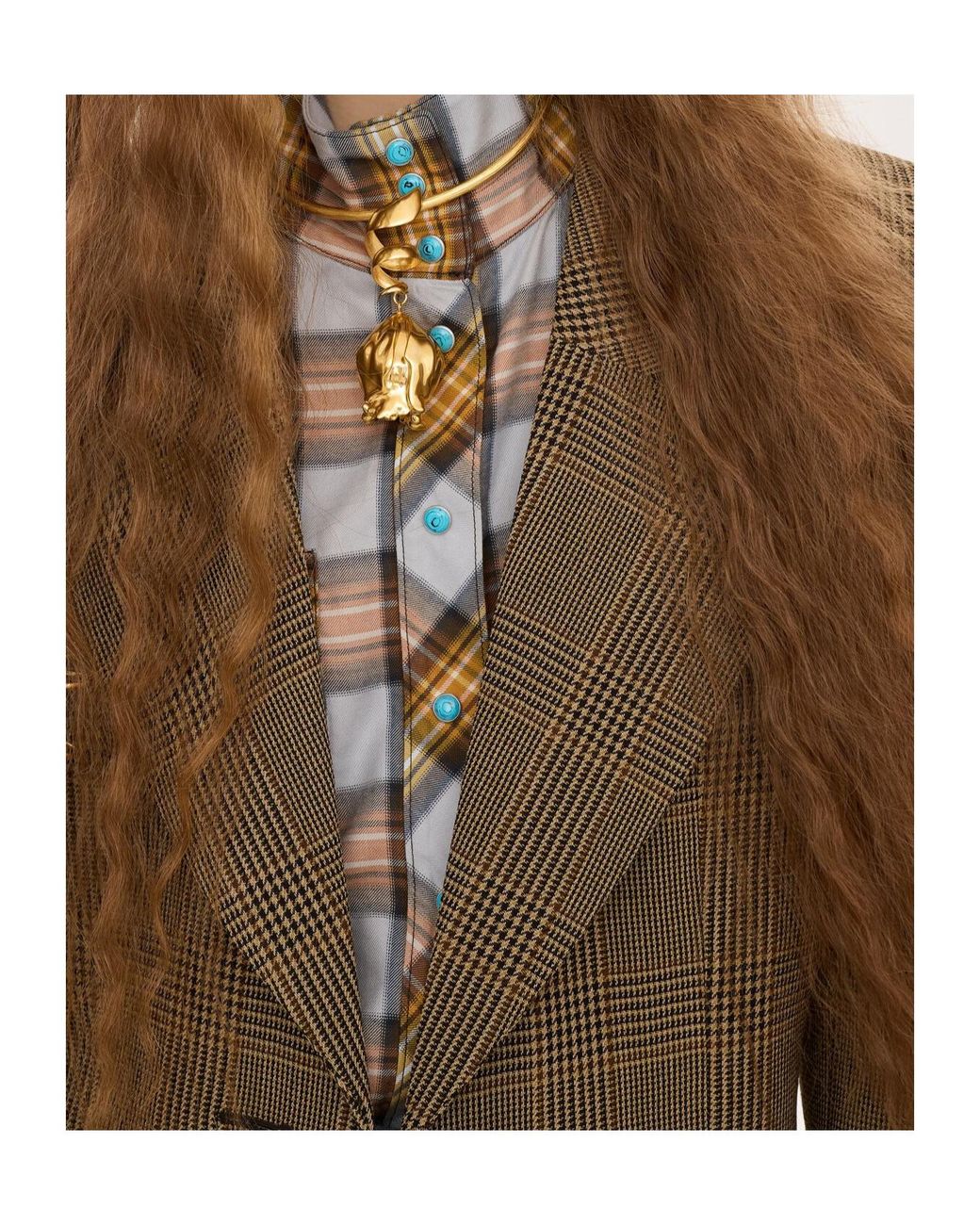 Chloé Green Chloé Detachable Scarf Checked Blazer