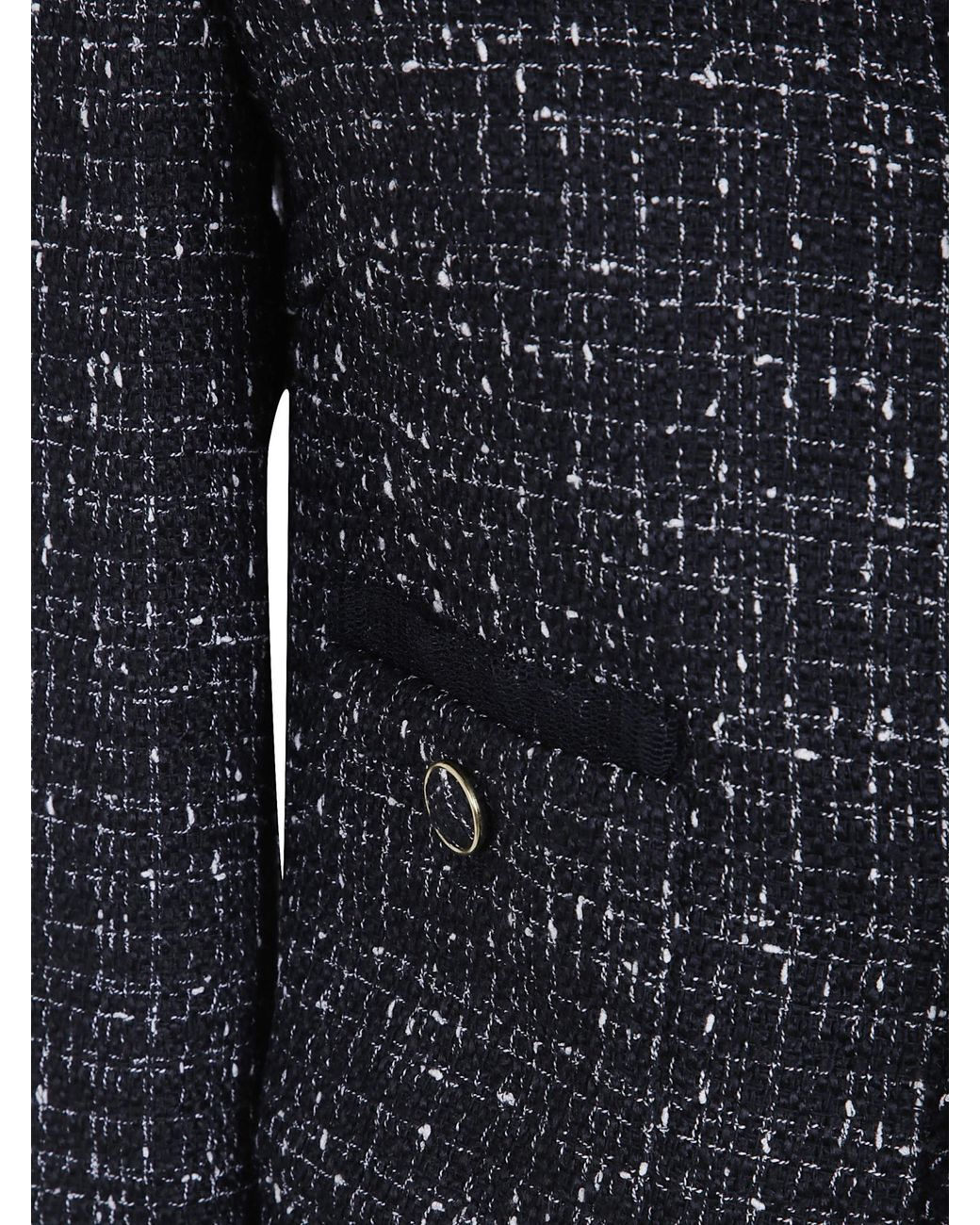 Twinset Black Fringe Detailed Tweed Jacket