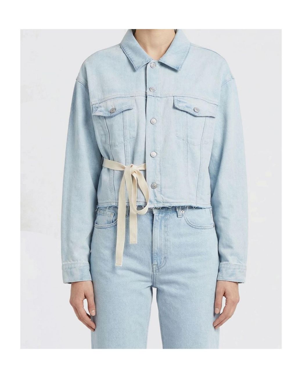 MM6 by Maison Margiela Blue Tie Detailed Denim Jacket