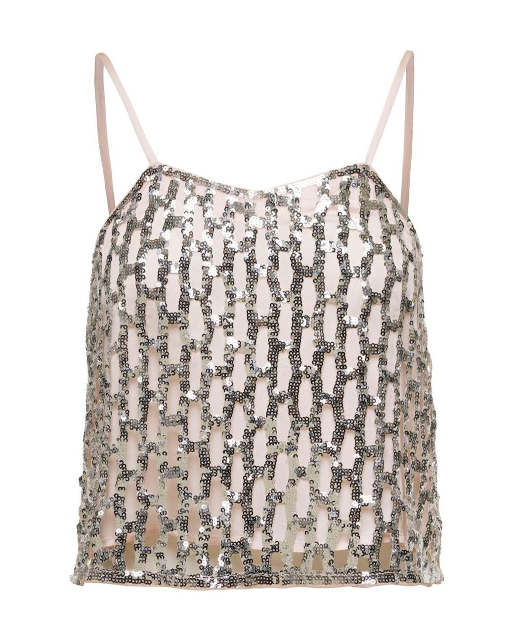 Forte_forte White Sequin Mesh Top