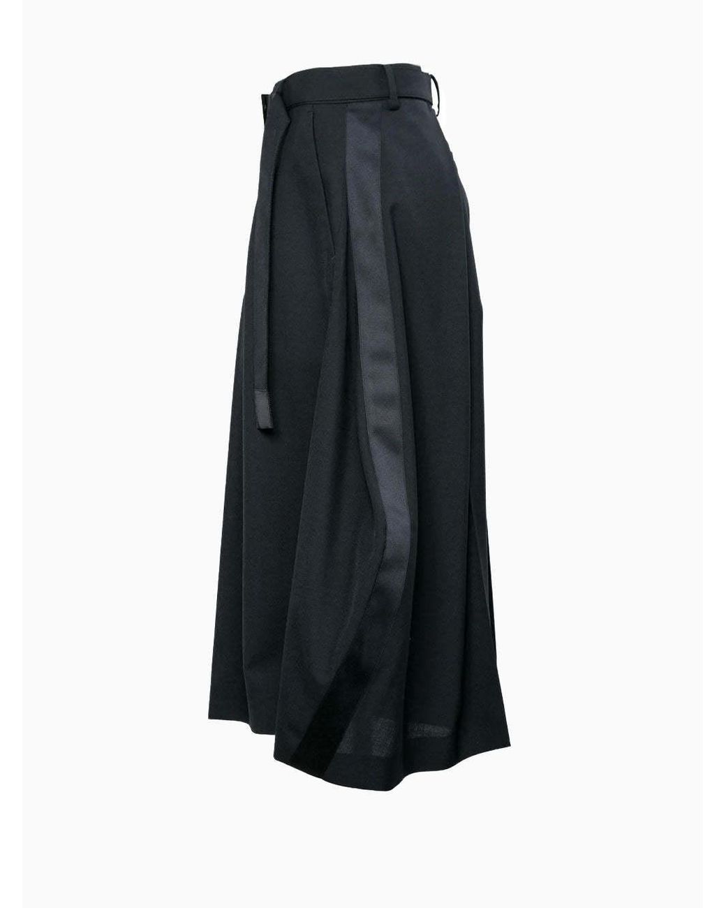 Sacai Black Wide-Leg Cropped Trousers