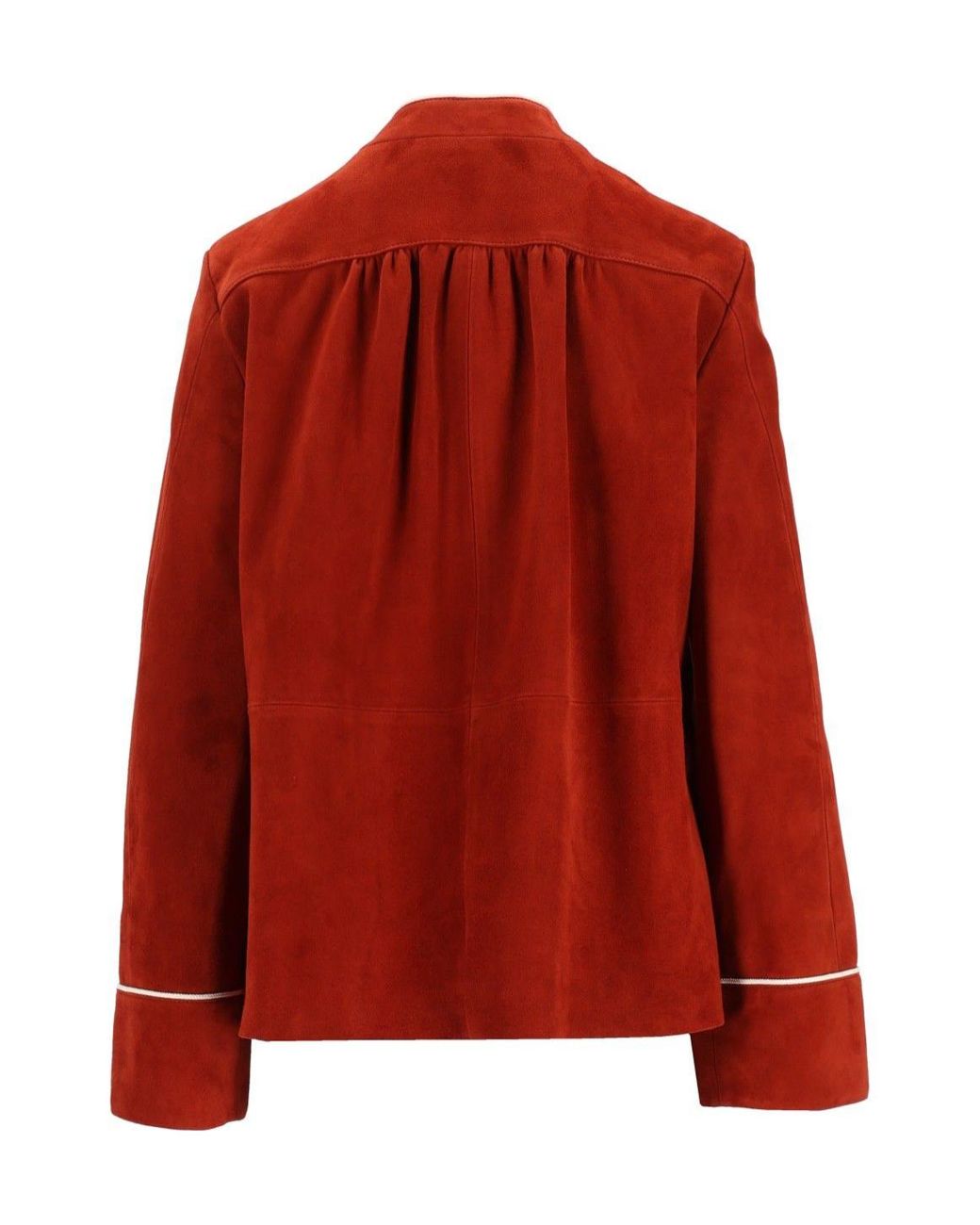 Forte_forte Red Contrast Piped Band Collar Jacket