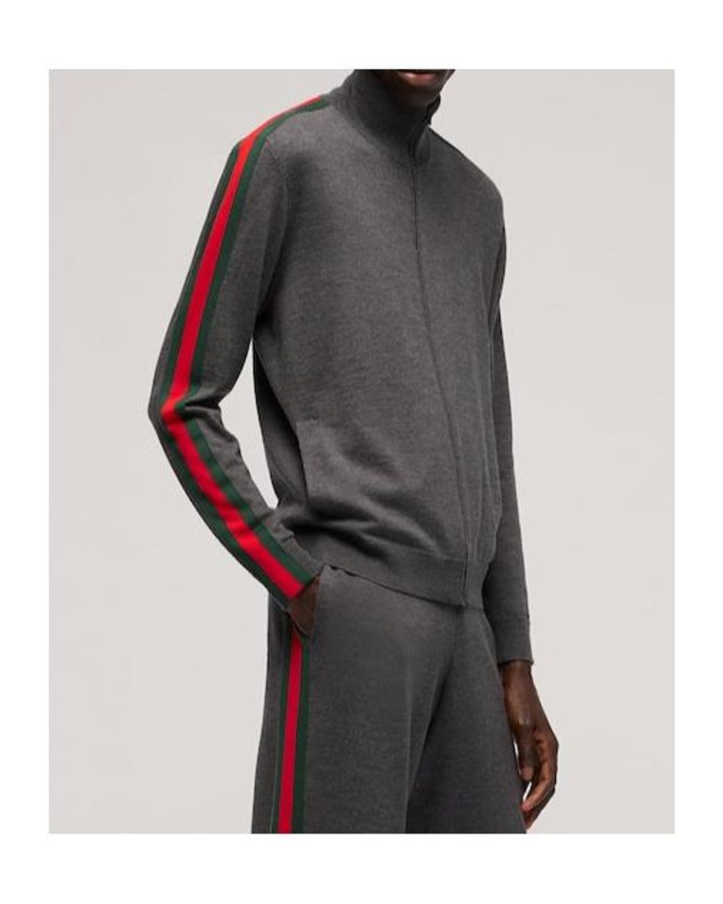 Gucci Gray Fine Wool Zip Jacket With Web for men