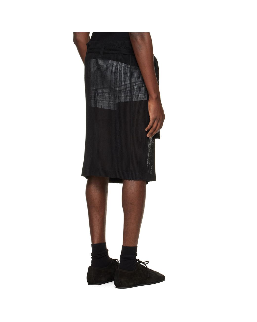 Homme Plissé Issey Miyake Black Rustic Mesh Skirt for men