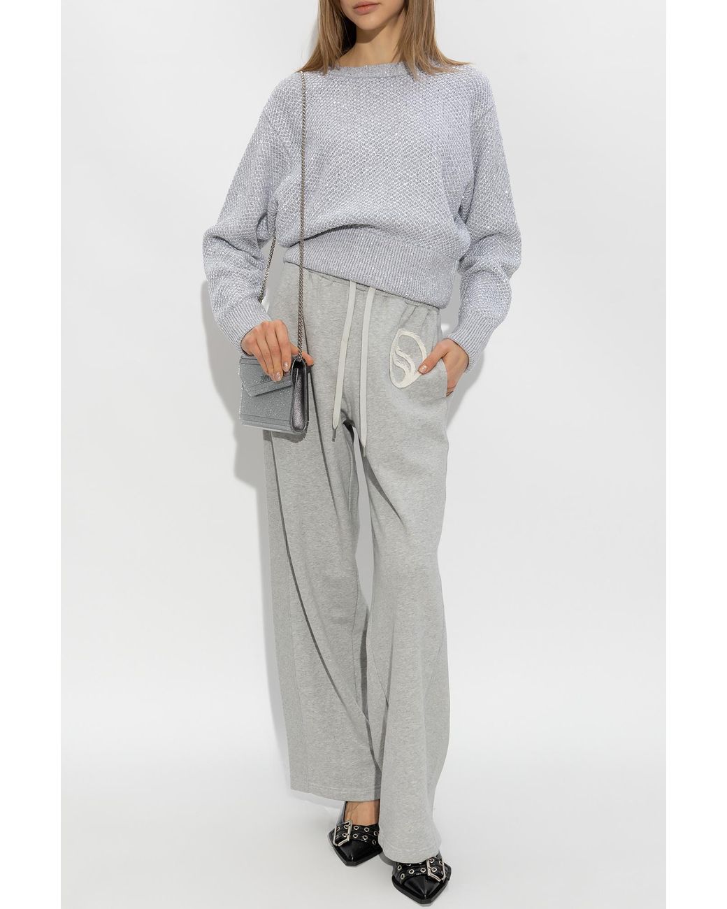 Stella McCartney Gray Sequin-Embellished Crewneck Jumper