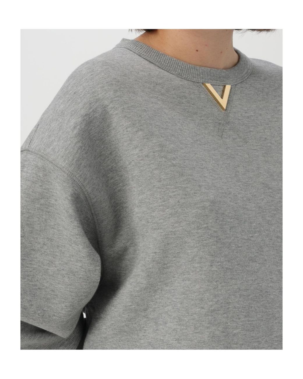 Valentino Gray V Logo Plaque Sweatshirt