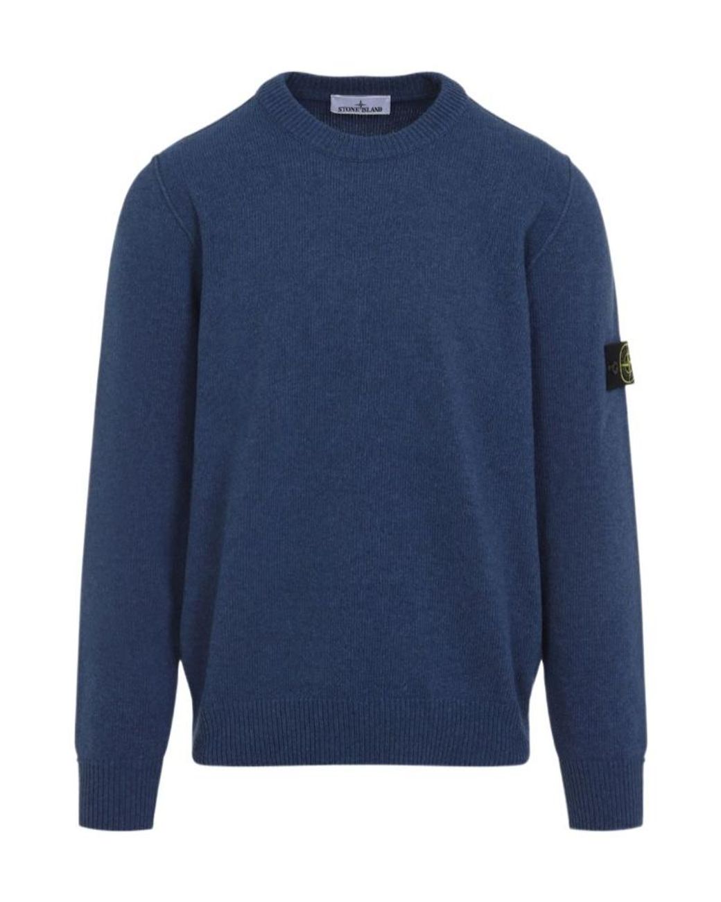 Stone Island Blue Logo Patch Crewneck Jumper for men